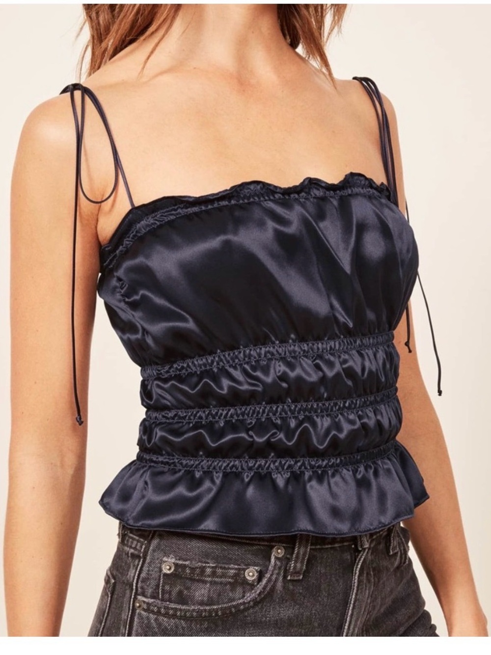 Reformation Emerald Viviana Satin Top